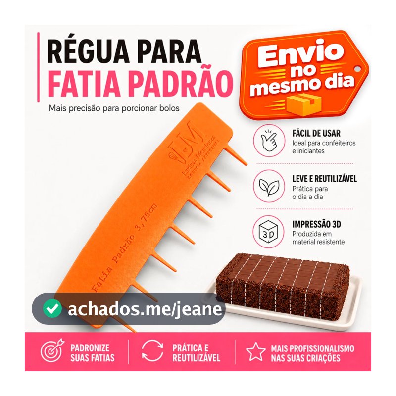 Régua Fatia Padrão | Slice Cake Espátula marcadora de Corte para Bolo e Doces | Corte Perfeito
