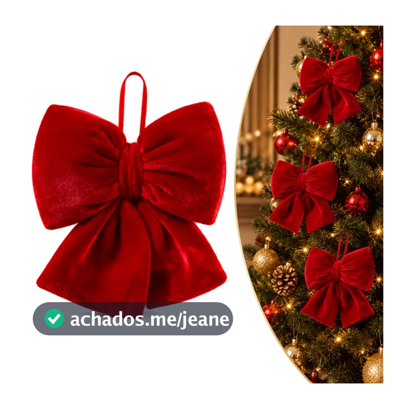 Laço Natalino Vermelho Aveludado Luxo Premium para Árvore Porta Enfeite Decoração de Natal Sofisticado Grande E Pequeno