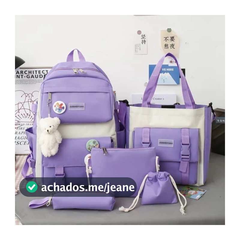 Kit 5 Bolsa Mochila Femina Musculina De Nylon adequado Para Escola  Multiuso 9043