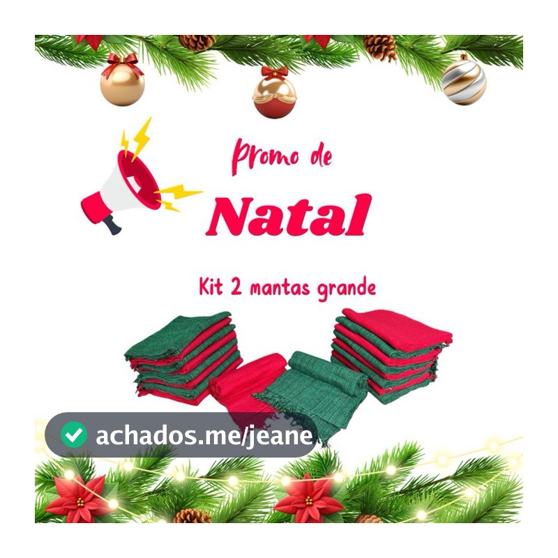 Kit 2 Mantas Decorativa Gigante para o Natal 210x120 100 Algodão Natalina