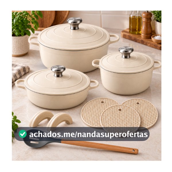 Kit com 3 Panelas Alumínio Revestimento Cerâmica Antiaderente Indução Creme com Tampa fogão normal indução qualidade