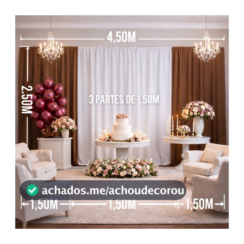 Cortina Painel De Festa 4,5x2,5m Tecido Premium Decoração Casamento Aniversário Chá Revelação