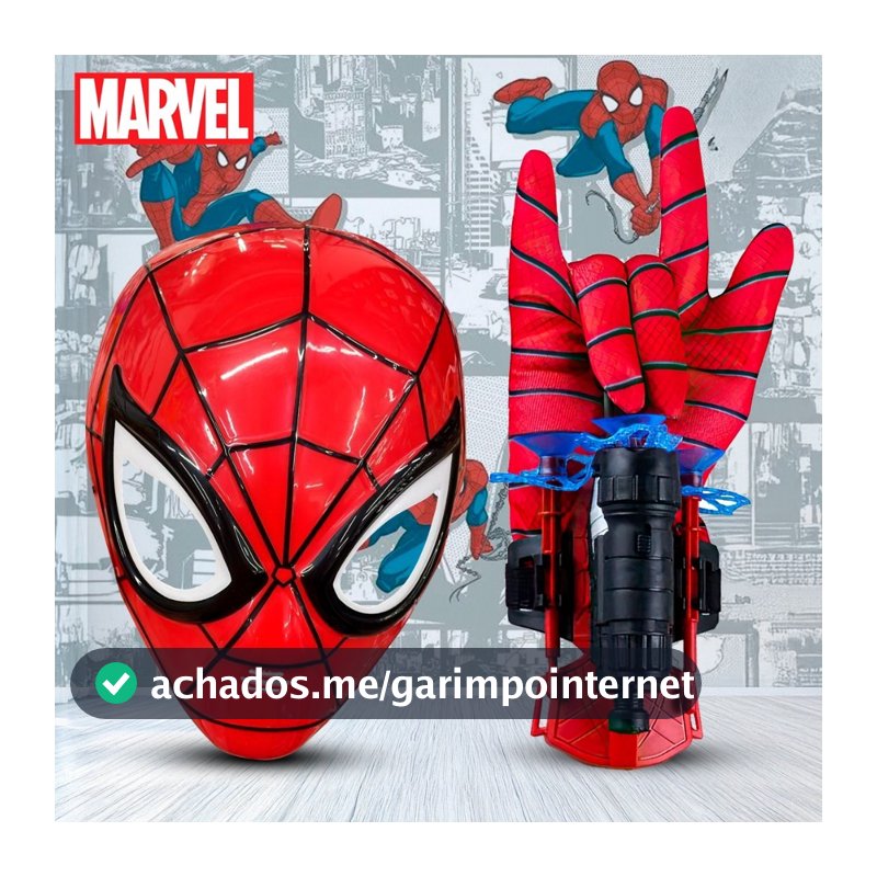 Mascara Homem Aranha + Luva  Lança Teia Dardos Brinquedo Presente Dia Das Crianças Aniversario