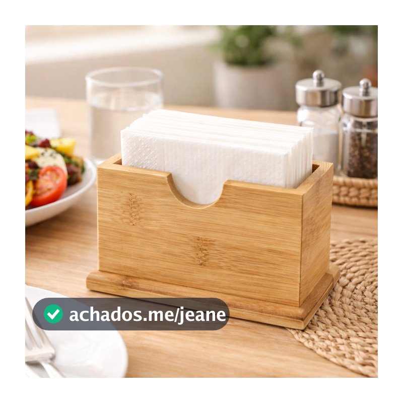 Porta Guardanapo de Bambu Decorativo Premium|Organizador Elegante para Mesa, Cozinha e Área Gourmet