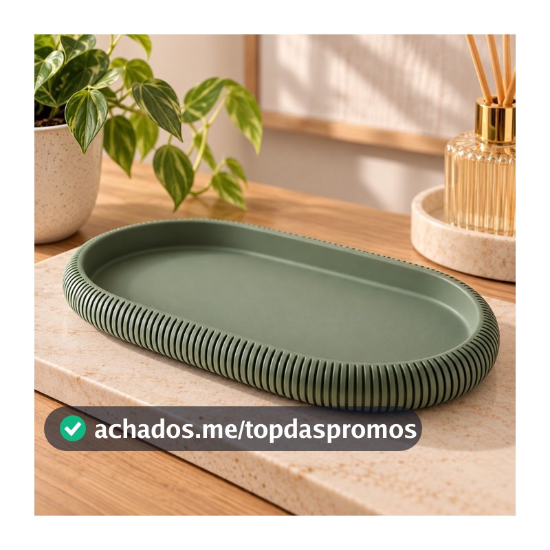 Bandeja Decorativa Moderna Oval Para Perfumes Cosméticos Velas e Lavabo