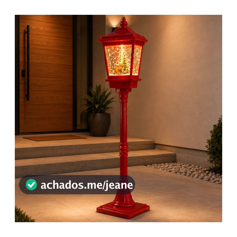 Poste Natalino Musical 1,85m Com Luz Led Neve Artificial