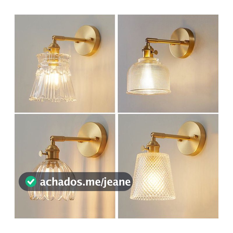 Arandela Nórdica De Cobre, Luminária De Parede De Vidro, Adequada Para Cabeceira Quarto, Corredor, Escada, Sala De Estar