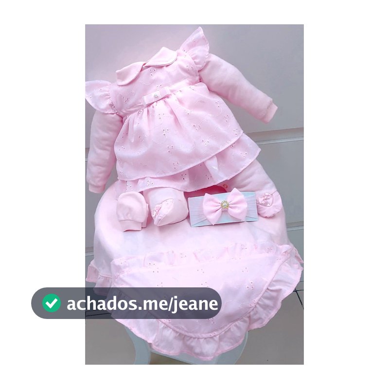 Kit Saída De Maternidade Menina Vestido 5 Peças Laise Rosa