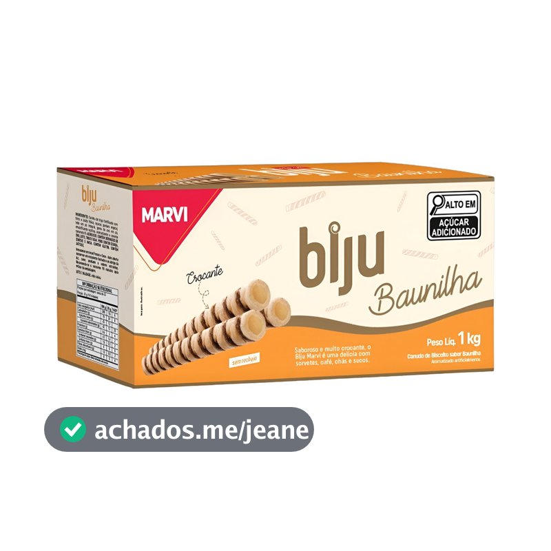 Biju Marvi Canudinho Biju Biscoito Wafer - Baunilha - 1 kg - Unidade