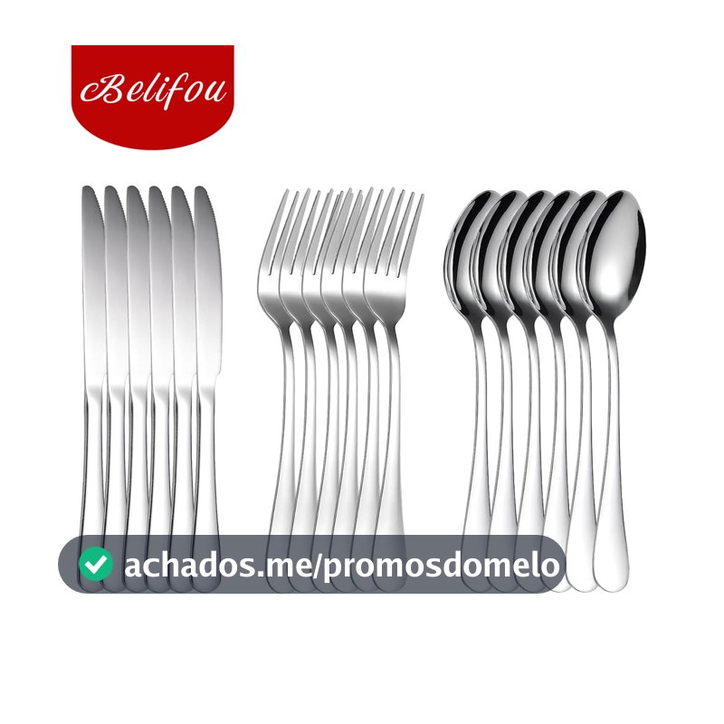 Belifou Kit Faqueiro Jogo de Talheres 18 Peças Talheres Prata de Aço Inoxidável Garfo Colher Faca