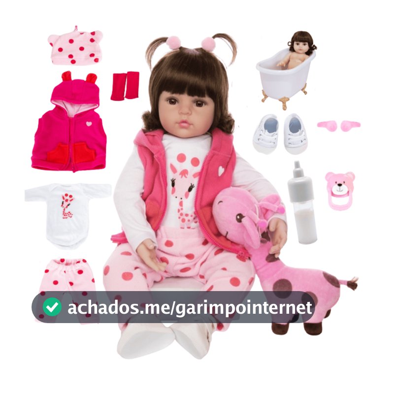 Bebê Reborn Boneca Girafinha Original Realista Silicone Menina Pode dar Banho Entrega Imediato