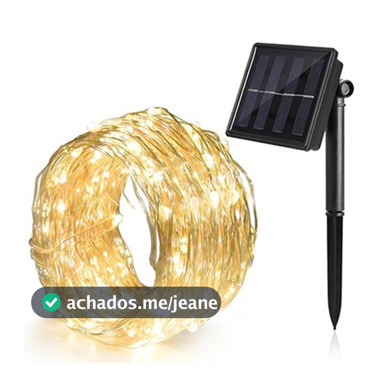 Pisca Pisca Fio de Fada Solar Led 200 Lâmpadas Douradas 20m
