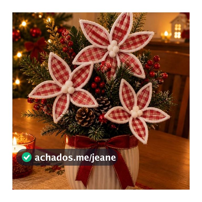 Bico De Papagaio Kit c/ 2 ou 4 Flores Natalina Decoração de Natal Enfeite Flor Decorativa Arranjo Arvore 35 cm