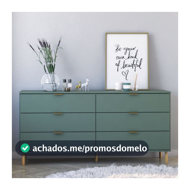 Cômoda Ditália 6 Gavetas DM-243 Verde Oliva