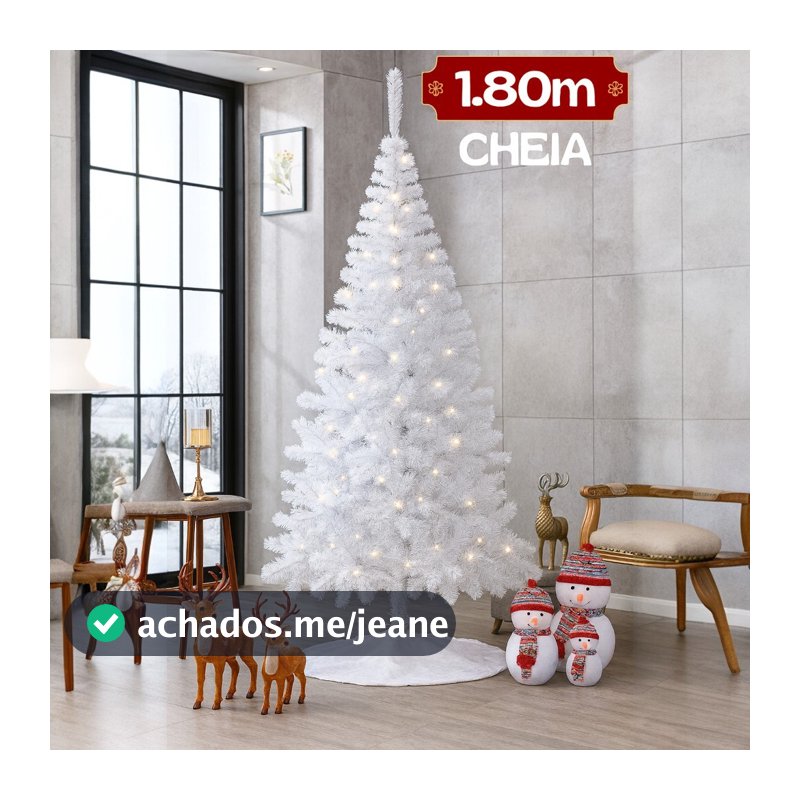 Árvore De Natal Branca OU Verde 180cm 400 Galhos Pé de Ferro Luxuosa Cheia Grandes Pinheiro Premium