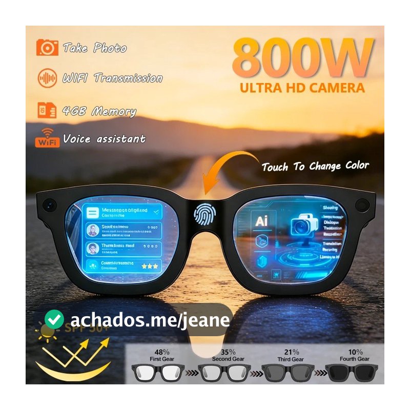 2026 Óculos Inteligentes HD Foto Vídeo OpenAI Registro Tradução Toque Lentes Fotocromáticas Bluetooth Chamada Música Mul