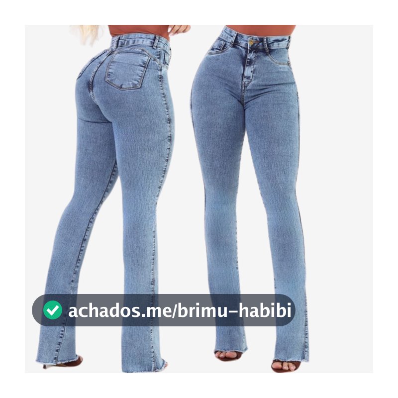 Calça Jeans Feminina Flare Cós e Cintura Alta Levanta Bumbum Com Lycra Elastano Promoção