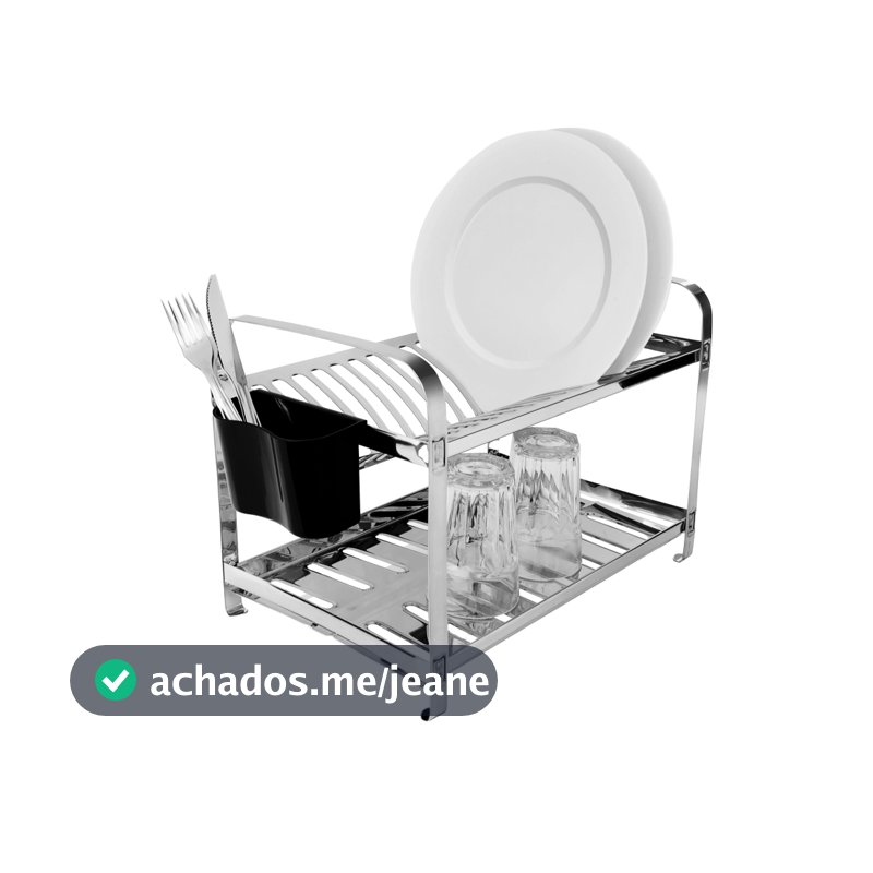 Escorredor de Louça inox para 16 pratos com porta talher plástico