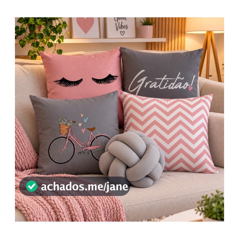 kit Com 04 Almofadas Completo, Capa + Refil + Nozinho