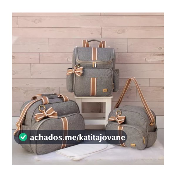 KIt Bolsas Maternidade Mochila Térmica Unissex Cinza/caramelo