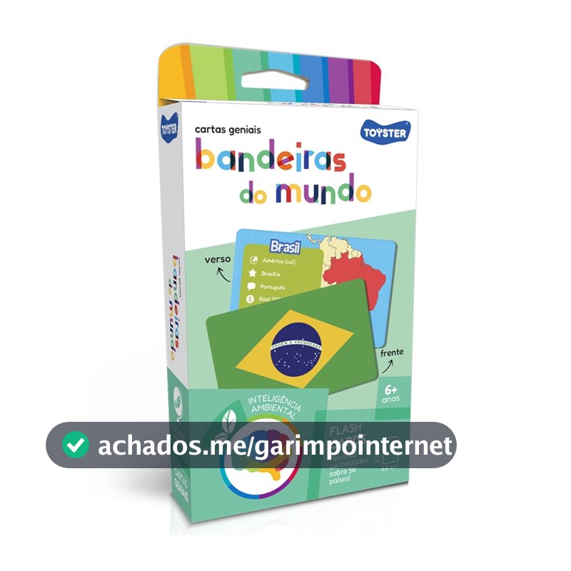 JOGO DE CARTAS GENIAIS BANDEIRAS DO MUNDO TOYSTER BRINQUEDO EDUCATIVO GEOGRAFIA MAPA MUNDI MESA CARD