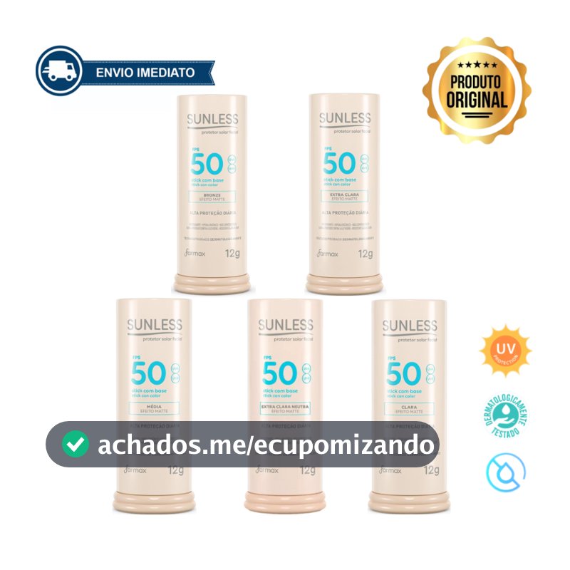 Protetor Solar Facial com Base em Bastão FPS 50 Efeito Matte Sunless Stick Envio Imediato