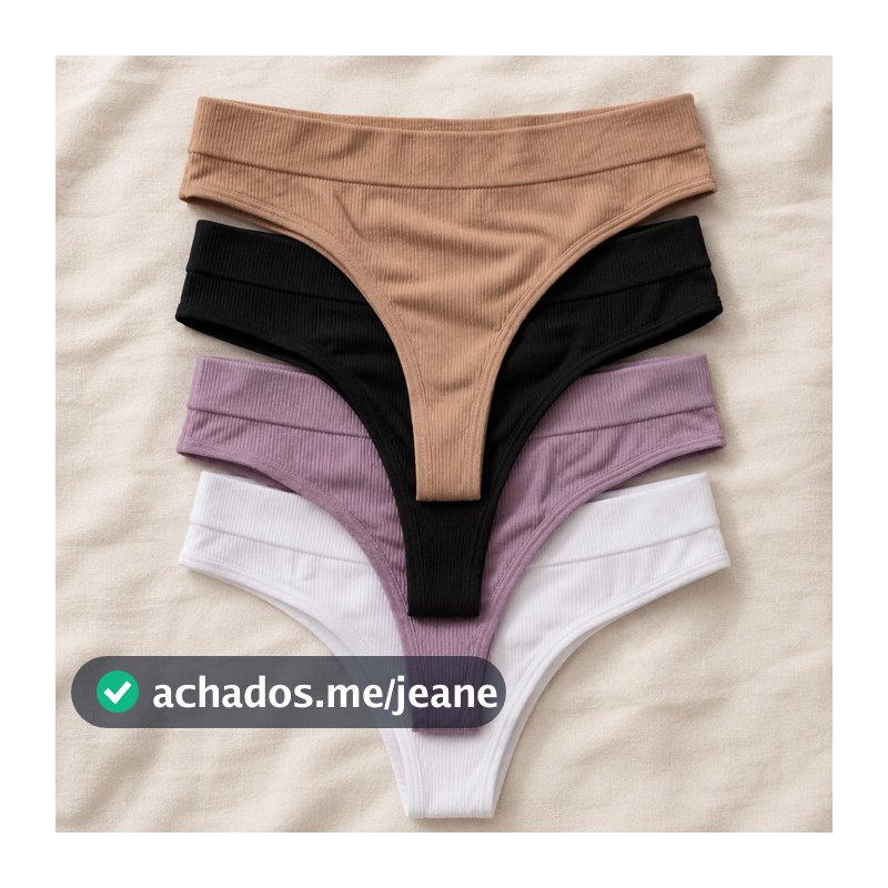Kit 7 ou 10 Calcinhas Canelada Ribana Fio Dental Poliamida Importada Cintura Alta Pala Dupla Sexy