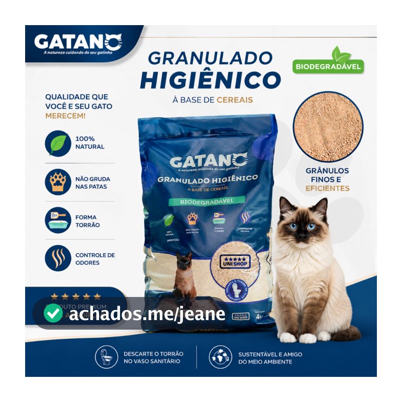 Areia Grãos Para Gatos Natural A Base de Cereais e Mandioca Flushable Ultraglutinante Anti Odores
