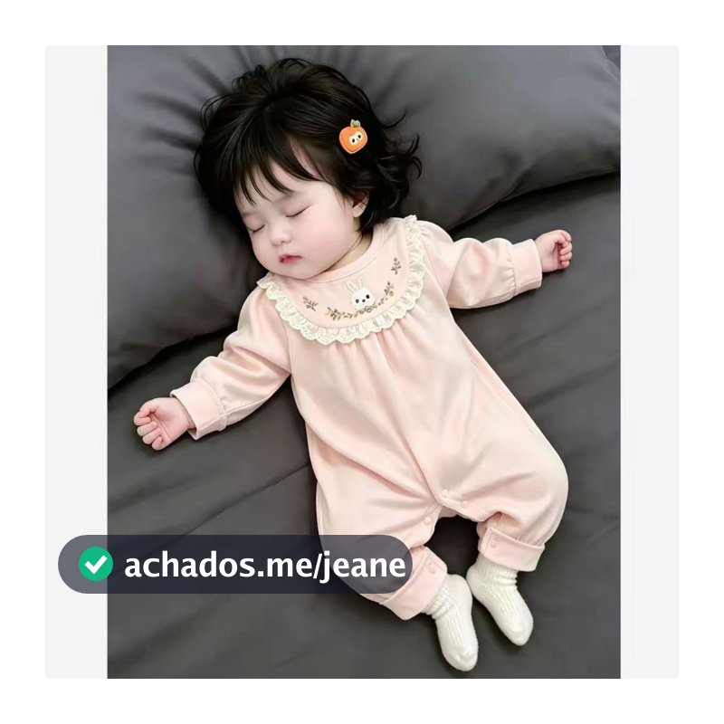 Bebê menina macacão luz outono 2026 bonito coelho macacão recém-nascido de manga comprida doce princesa macacão na moda