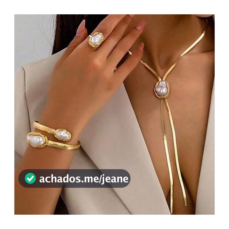 Conjunto de Colar de Pérolas Minimalista, Pulseira de Corrente de Cobra e Anel, Joias Vintage Retro para Festas para Mul