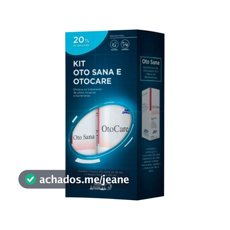 Kit Oto Sana e Otocare 20ml Higiene Otológica para Cães e Gatos Mundo Animal