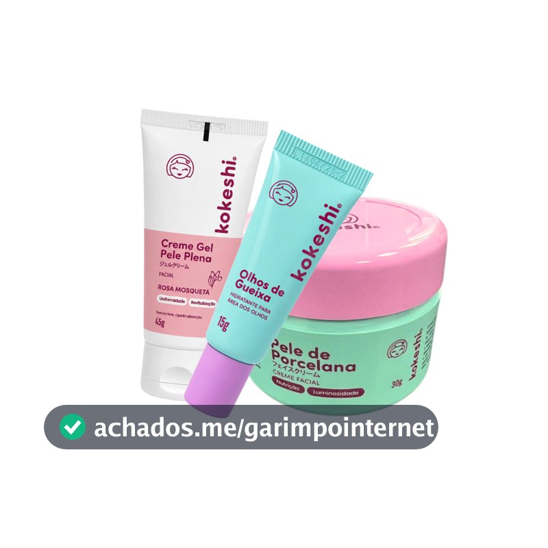 Kit Hidratação Pele de Porcelana + Olhos de Gueixa +  Pele Plena Kokeshi
