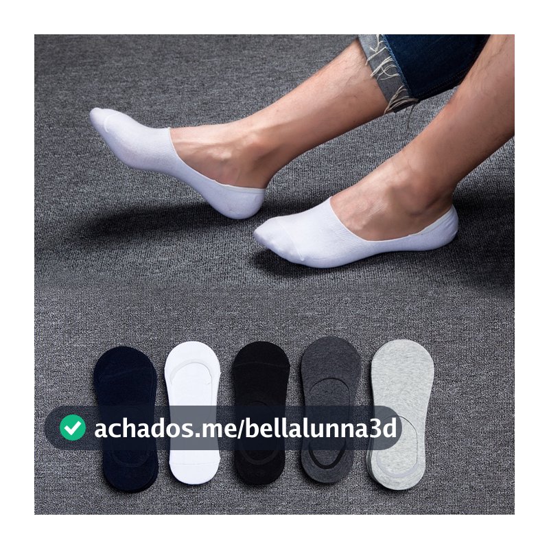 Kit Pares de Meia Sapatilha Soquete Invisível com Silicone Masculino e Feminino