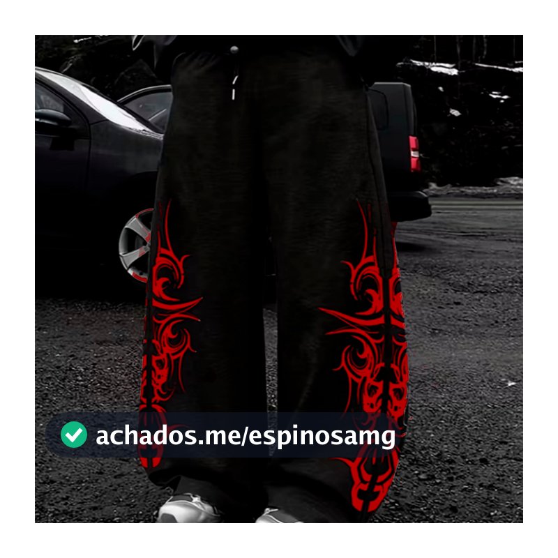 Calça Baggy Balão Wide Leg Pantalona Streetwear Gotica Punk Rock Aesthetic Colors Masculino Moletom