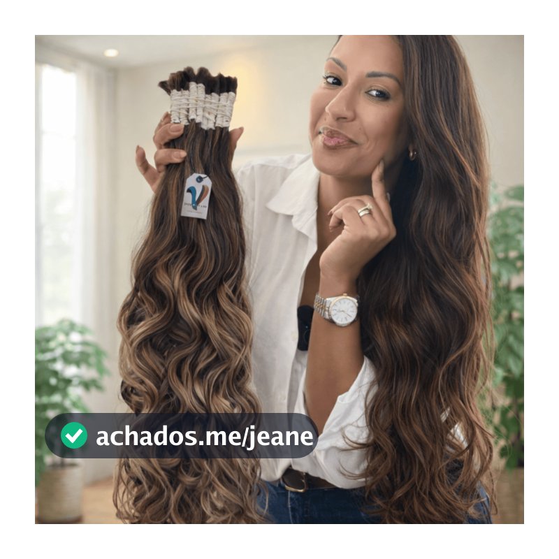 Cabelo Humano Mega Hair Morena Iluminada Mesclado Ondulado 45 55 65 75cm 50g e 100g Natural