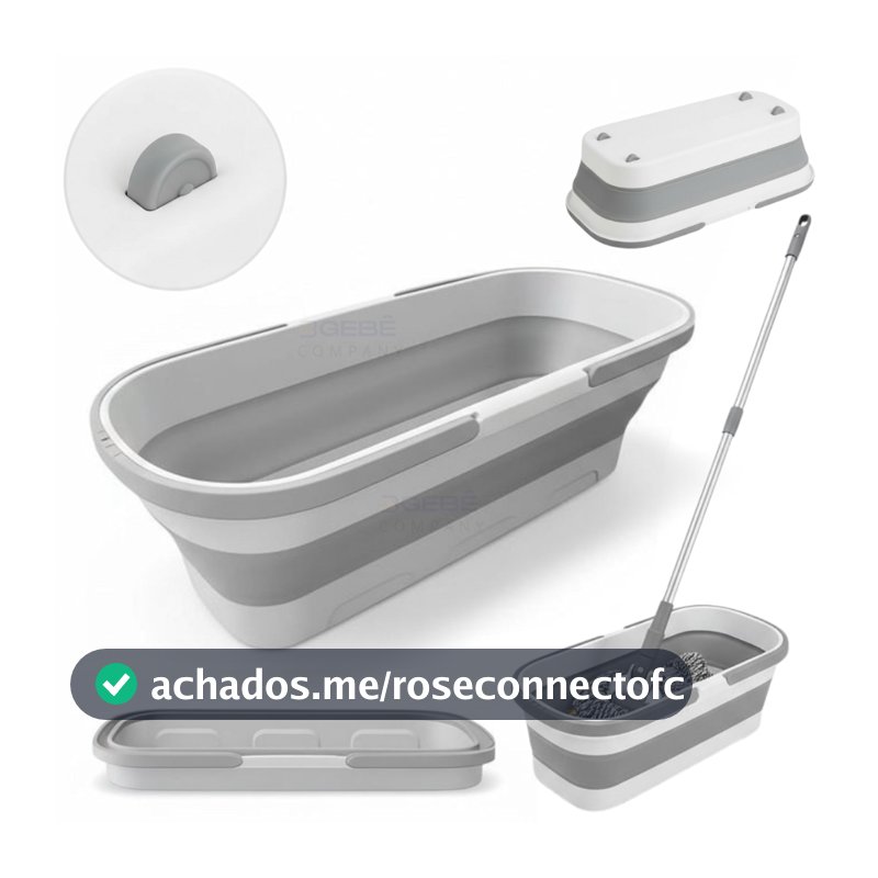 Balde Multiuso Dobrável Retrátil  Retangular Silicone Com Rodinhas