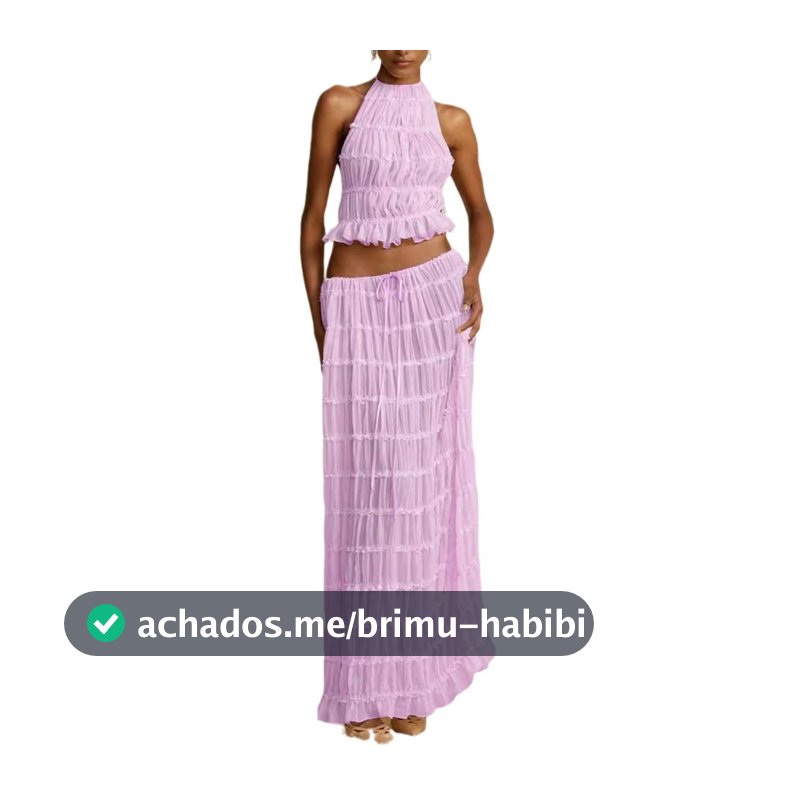 Conjunto Feminino De Renda Sexy Com Gola Halter E Saia Longa De Chiffon , Vestido Chique Retrô Elegante Sem Mangas