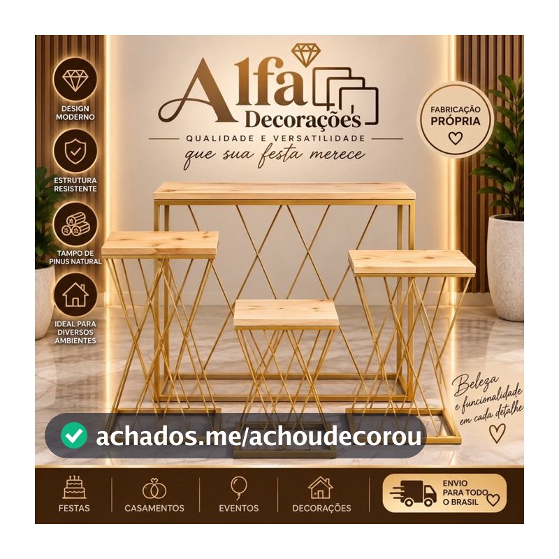 kit De Mesa Treliça Jogo Com 4 Peças Decoração Festa