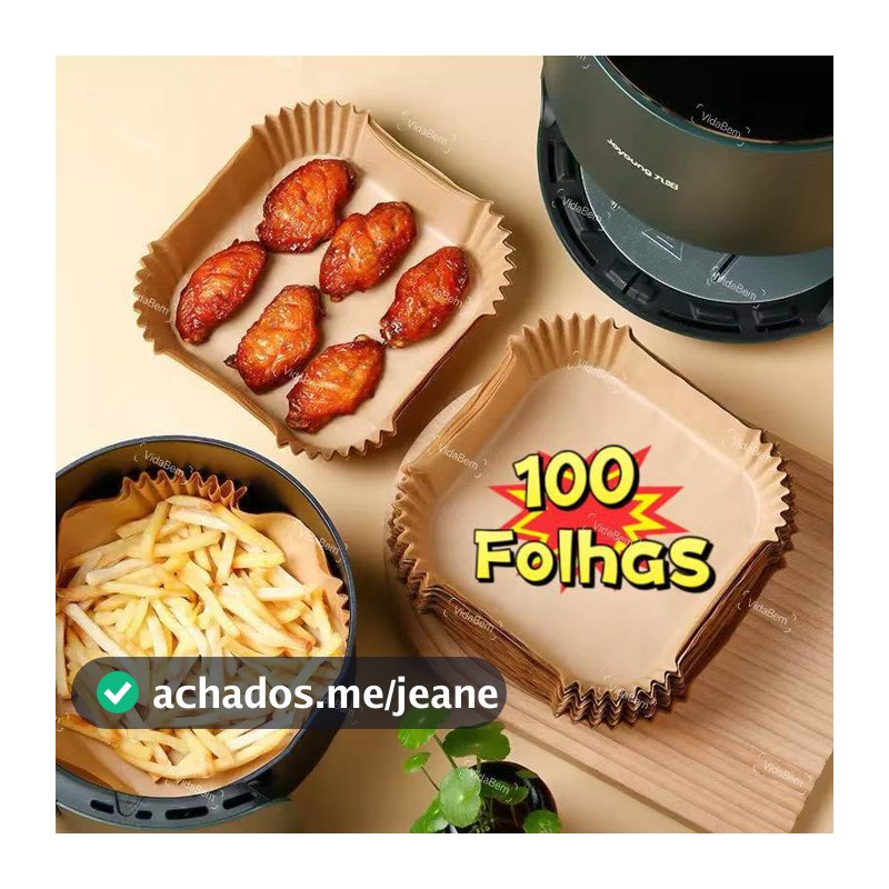Kit 100/200/300 Forro de Papel Descartável para Airfryer Antiaderente,Quadrado,Anti-Óleo Sem Limpeza