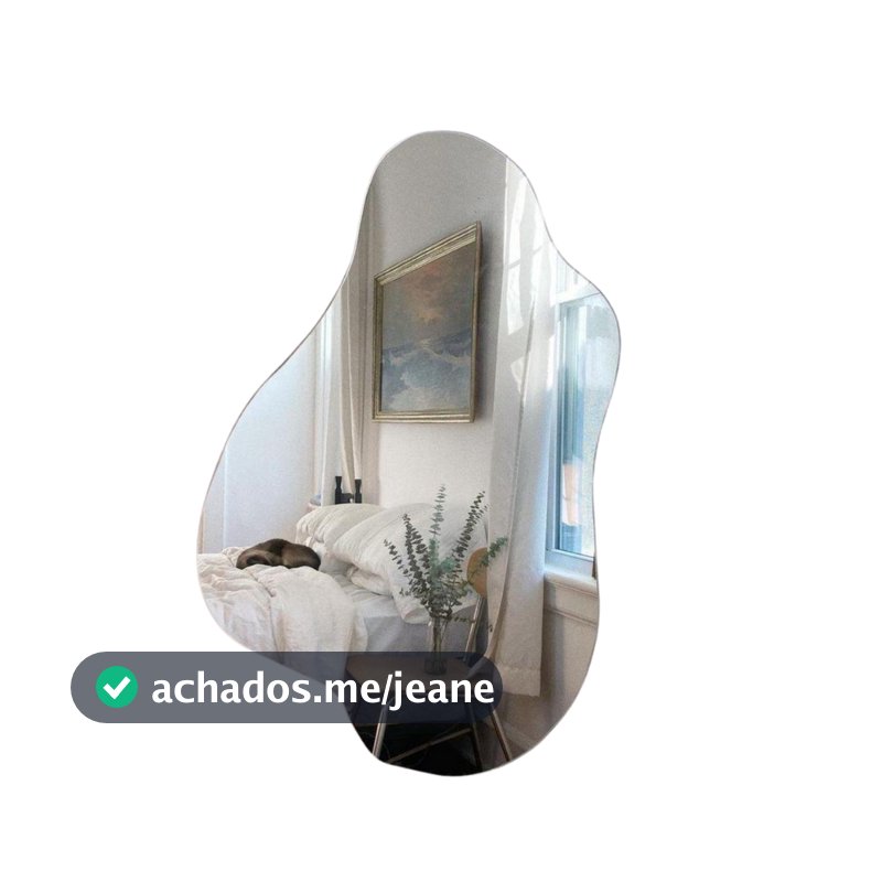 Espelho assimétrico orgânico Molly 4mm 60x40 lapidado com suporte fácil instalação