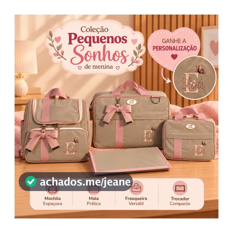 Kit maternidade personalizado 4 peças menina | Coleção Pequenos Sonhos