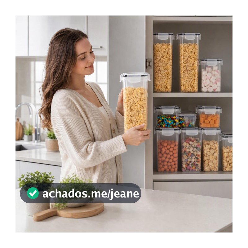 Kit 8 Potes Herméticos Acabamento Fosco Dein | 0.8L a 2.8L | Armazenamento Cozinha