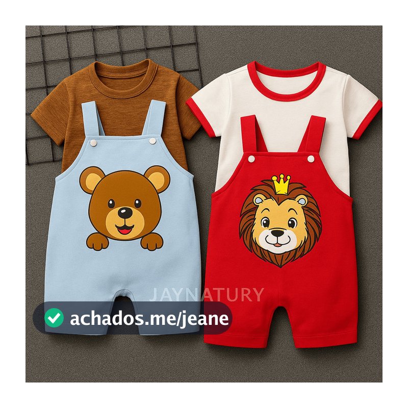 Kit 4 peças Macaquinho de Bebe para Mesversário Temático Safari Promoção 100% Algodão Verão Confortável