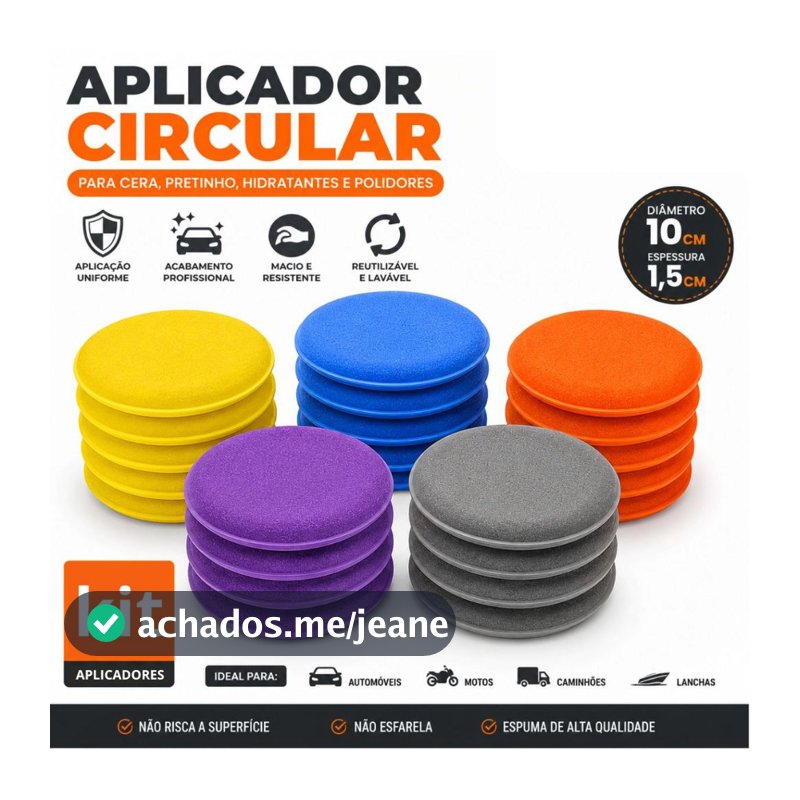 Kit Espuma Aplicadora De Cera Automotiva Para Carro Espuma Esponja Cera Couro Silicone Pretinho
