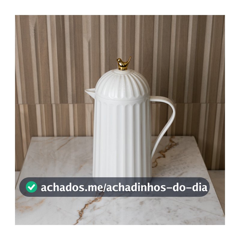 Garrafa Térmica Bird Branca 600ml Wolff Plástico com Ampola de Vidro Luxo