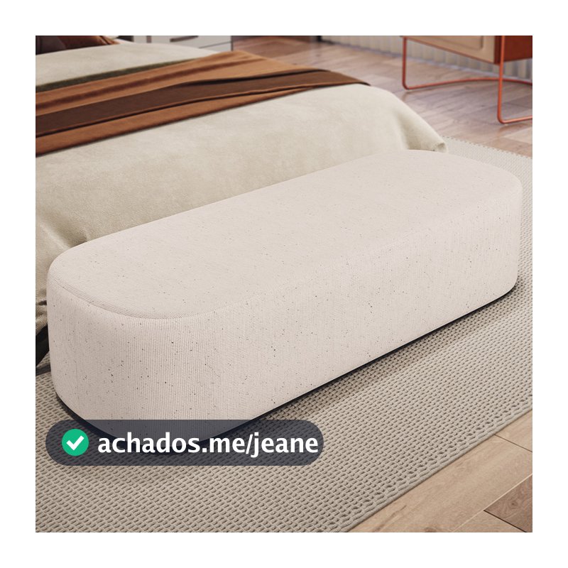 Puff Decorativo Orgânico para Living Quarto 160cm Doha W01 Linho Cru - Lyam Decor