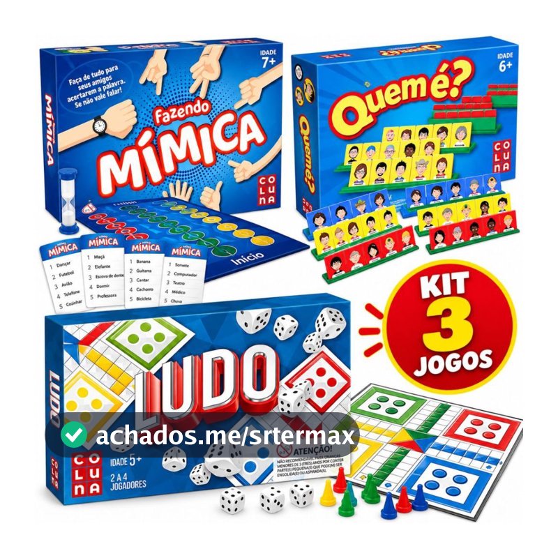 KIT 3 JOGOS - Fazendo Mimica + Ludo + Quem é (Estilo cara a cara) - Promoção