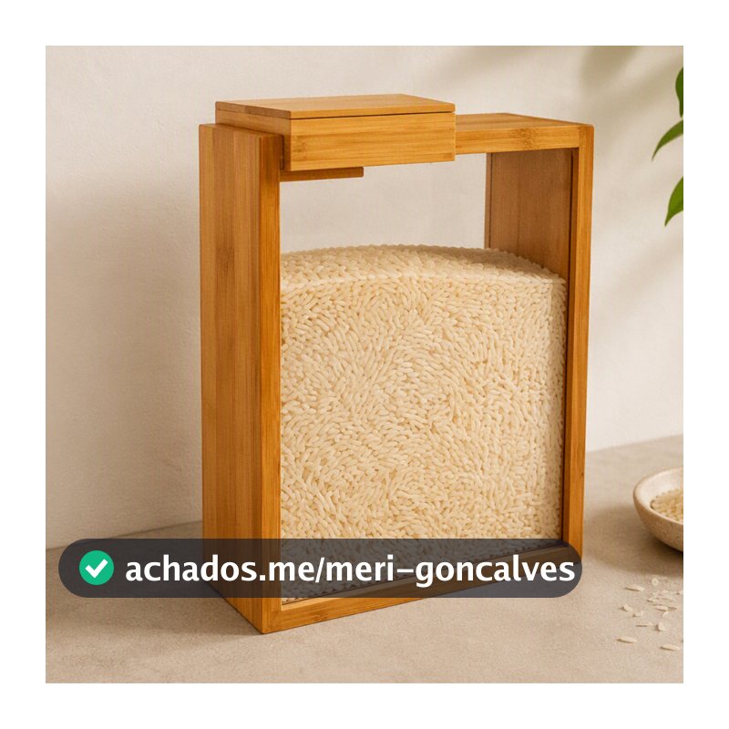 Organizador de Mantimentos Acrílico Transparente Tampa de Bambu com Ímã Pote Retangular para Cozinha Armário Grãos Café