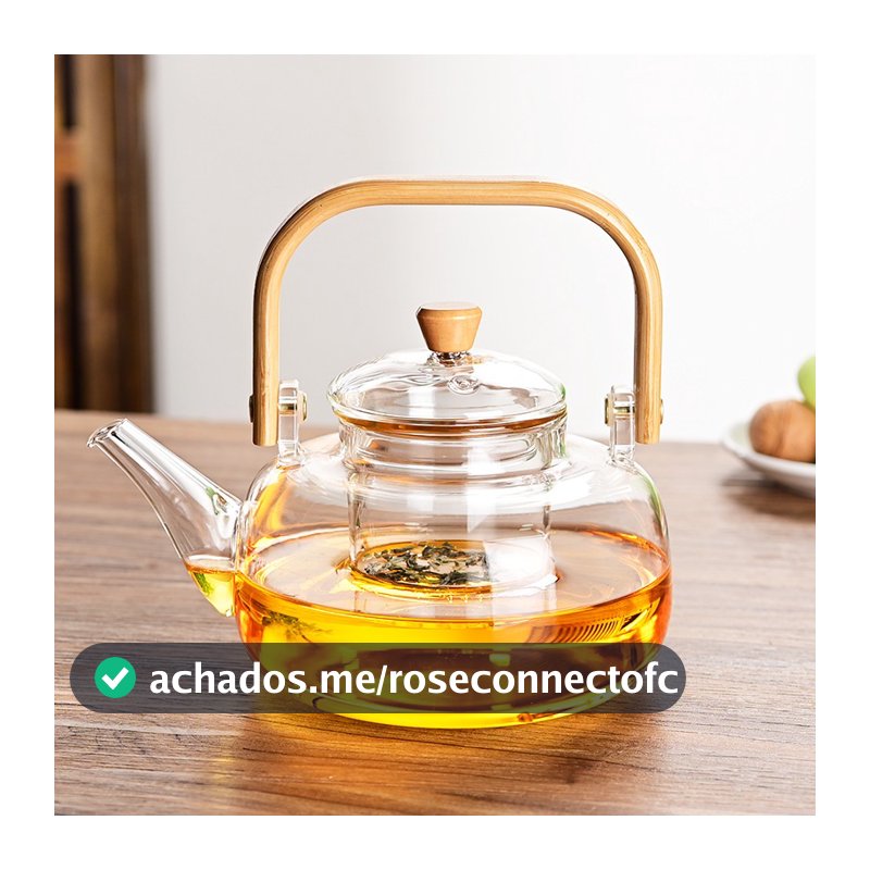 Chaleira Vidro Borossilicato com Alça de Bambu 1000ml