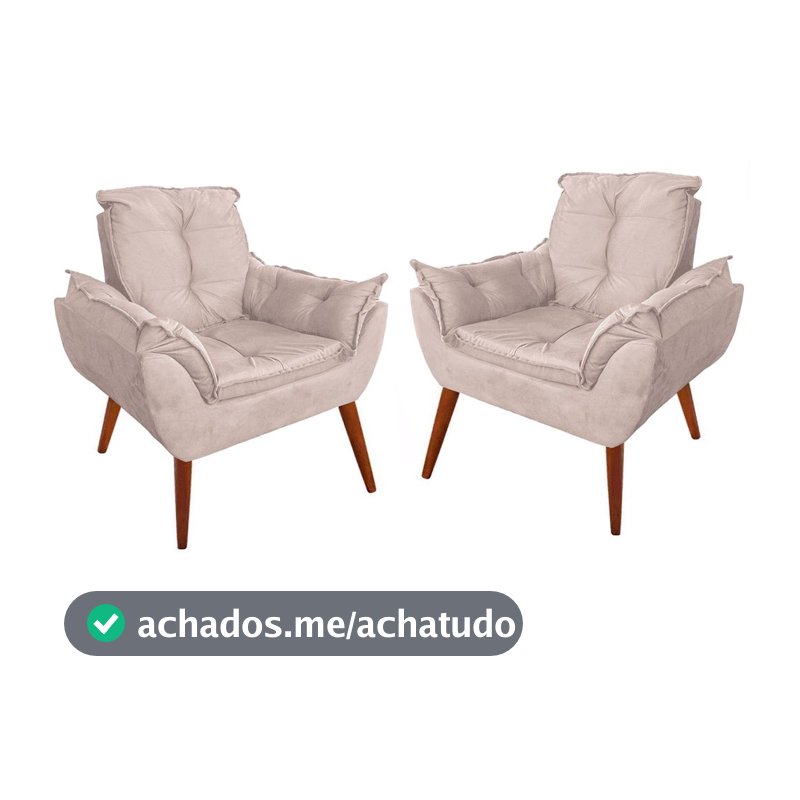 Kit 02 Poltrona Opala Decorativa Sala Quarta Suede Premium Várias Cores Para Amamentação, Recepção